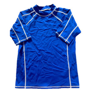 𝅺LAND’S End Rash Guard Swim Top in Vibrant Blue, Youth Boy’s 10/12